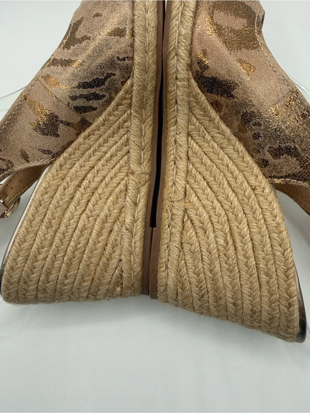 Naturalizer Metallic Floral Espadrille Wedge Slingback Shoes Closed Toes Comfort